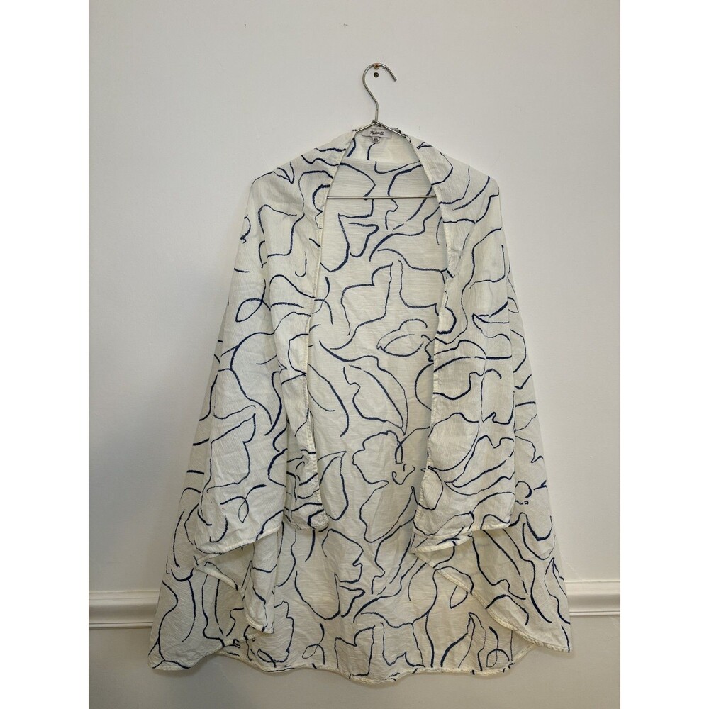 Madewell Cotton swimsuit cover up - Blue and White Leaf Hand Drawn pattern